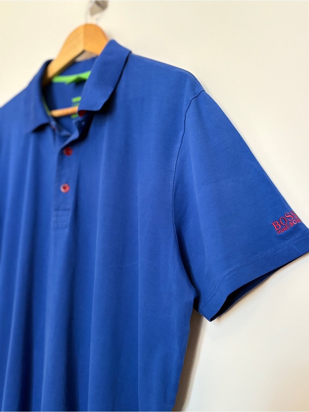 Hugo Boss Royal Blue Regular Fit Polo Shirt Men Size XXL Red Accent